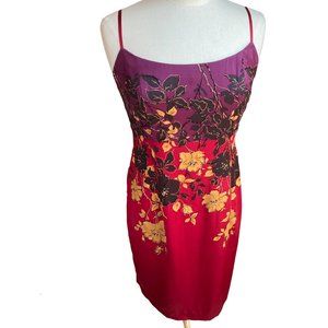 Adrianna Papell Silk Slip Cocktail Dress Floral Bead Whimsigoth Party Hoco-8